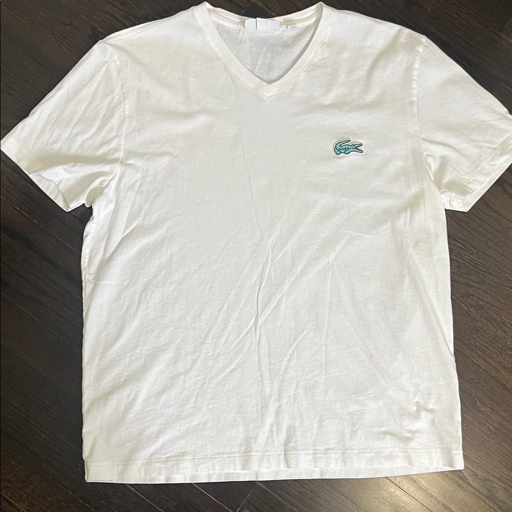 Lacoste Men's White V-Neck Tee